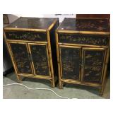 PAIR OF BAMBOO ASIAN STYLE CABINETS