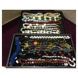 TWO TRAY LOTS OF ASSORTED COSTUME NECKLACES