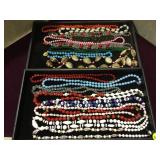 TWO TRAYS OF COSTUME JEWELRY NECKLACES