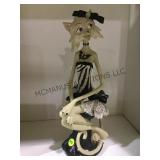 COMPOSITE GIRL CAT STATUE WITH BUTTERFLY TATTOO