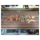 PAINTED HUNTING SCENE ON CANVAS WALL HANGING