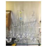 LOT OF ASSORTED GLASSWARE INCL. PITCHER, DECANTER