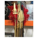 LARGE LOT OF 8 FOOT WOODEN SHAFT PROP SPEARS