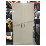 Metal Sandusky shelving cabinet with two doors