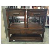 Three piece wooden coffee table and side tables