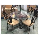 Glass top dining table with metal chairs local