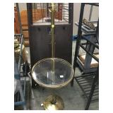 Brass floor lamp with glass circular table no
