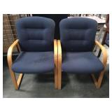 Pair of wooden upholstered armchairs local pick
