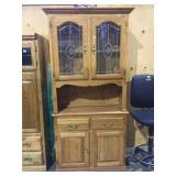 Wooden hutch with glass doors, shelf and lower