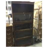 Five  shelf glass door and lawyers hutch  m