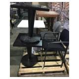 Pallet lot including two side tables, bar height