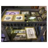 Cart lot of small framed prints some religious