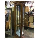 Mirrored backs display case with glass shelves