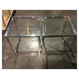 Chrome base glass top square side tables 2 times