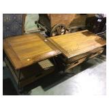 WOOD W/WICKER DRAWERS COFFEE & END TABLE