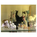 Cats, including signed Fenton, lusterware & more.