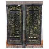 Pair of painted Asian wooden panels approx. 3