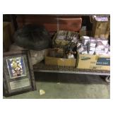 Table bottom amethyst gemstones, tins, cards and