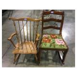 Pair of small vintage wooden rocking chairs local