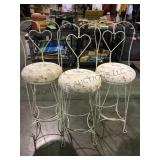 Lot of 3 vintage heart back soda fountain bar