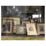 Lot of framed prints incl. hand colored litho,
