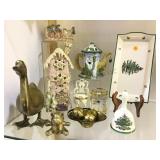 SPODE HOLIDAY TRAY & BELL, ARTIST SIGNED AMERICAN