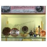 CARNIVAL GLASS CANDY DISH , STICK PIM HOLDER& MORE