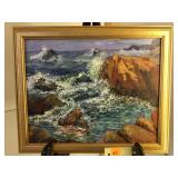 "POINT LOBOS SPLASHES" OIL/PANEL BY LAURA PAVLOFF