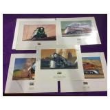 SET OF TRAIN LITHOGRAPHS W/ MATCHING STAMPS