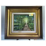 OIL/CANVAS, ( LANDASCAPE W/A FIGURE ON A PATH)