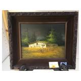 OIL/PANEL (BARN IN A WHEAT FIELD) ARTIST SIGNED