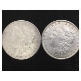 1883 & 1881  MORGAN SILVER DOLLARS, 2 X $