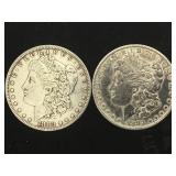 2 1883  MORGAN SILVER DOLLARS, 2 X $