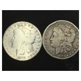 1883-S & 1879-S  MORGAN SILVER DOLLARS, 2 X $