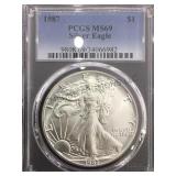 1987 PCGS MS69 AMERICAN SILVER EAGLE