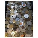 TRAY OF FOREIGN COINAGE & TOKENS