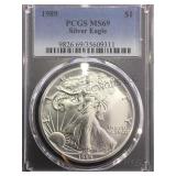 1989 PCGS MS69 AMERICAN SILVER EAGLE