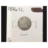 1876-CC  SEATED LIBERTY DIME