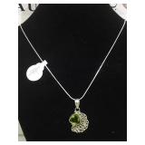 STERLING NECKLACE W/ GREEN GEMSTONE