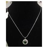 STERLING NECKLACE W/ GREEN GEMSTONE