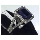 STERLING RING W/ PURPLE/ CLEAR GEMSTONES, SIZE 6