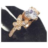 STERLING RING W/ CLEAR GEMSTONES, SIZE 6