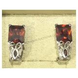 STERLING EARRINGS W/ RED GEMSTONES