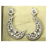 STERLING CRESANT EARRINGS W/ CLEAR GEMSTONES