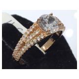 STERLING RING W/ CLEAR GEMSTONES, SIZE 7