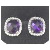 STERLING EARRINGS W/ PURPLE GEMSTONES