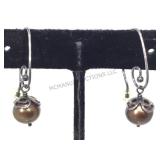 AUTHENIC PANDORA COPPER PEARL EARRINGS NIB