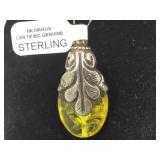 STERLING /AMBER PENDANT