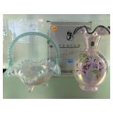 FENTON  MULBERRY VASE & FENTON BASKET