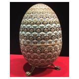 1908-1926 RUSSION CLOISONNE ENAMEL EGG, STERLING